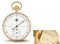 Patek Philippe. A very rare and early 18K pink gold openface jump hour keyless lever chronograph watch 