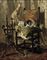 Playful kittens by a spinning wheel
