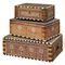 A GROUP OF THREE ANGLO-INDAIN BRASS-BOUND IVORY-INLAID HARDWOOD BOXES  