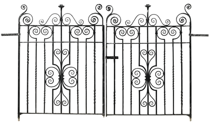 A PAIR OF LATE VICTORIAN BLACK-PAINTED CAST-IRON GATES