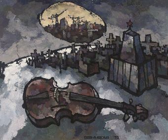 Violin in the cemetery  