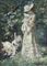 The artist's wife Tjieke and their daughter Albertine in the garden: feeding the swans