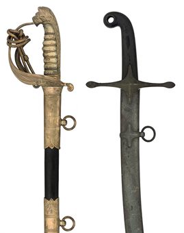 A LIGHT CAVALRY OFFICER'S NON-REGULATION MAMELUKE SABRE; AND A NAVAL OFFICER'S REGULATION SWORD 