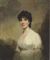 Portrait of a lady, identified as Mrs. Walter Learmouth (1772-1832), half-length, in a white dress, a landscape beyond 