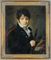 Portrait of a young composer with his flute and music  