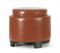 A RED LEATHER STOOL/SIDE TABLE,  