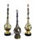 THREE INTERNALLY DECORATED AND APPLIED GLASS TABLE LAMPS,  