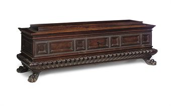 AN ITALIAN WALNUT CASSONE  