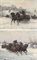Troicas racing through the snow; and another similar  