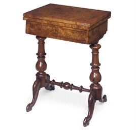 A MID VICTORIAN WALNUT AND BURR WALNUT GAMES TABLE