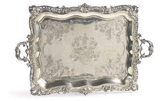 Furniture German on German Silver Rectangular Tray   Circa 1900  Stamped  800   Crescent