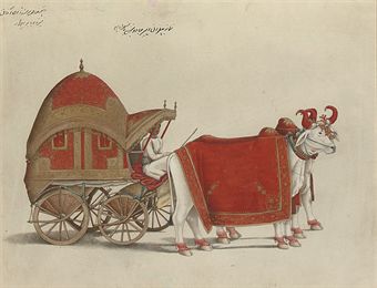 The Bullock-drawn carriage of Prince Mirza Babur  