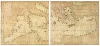 A LARGE OTTOMAN NAVIGATIONAL CHART OF THE MEDITERRANEAN COASTLINE  
