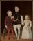 Portrait of three noble children, full-length, with dog  