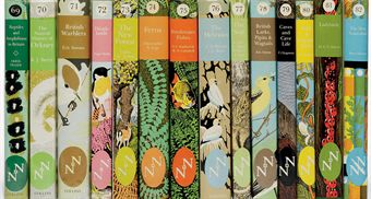 The New Naturalist: A Survey of British Natural History. London: Collins, 1983-1995. Nos. 69-82 in 14 volumes, 8° (215 x 145mm, except No. 70 210 x 145mm). Numerous illustrations and photographs. (One leaf with corner creased in No. 69, three vols with pencil prices on flyleaves, otherwise internally fine.) Publisher's cloth in original dust-jackets illustrated by Clifford and Rosemary Ellis up to vol. 70, and by Robert Gillmor afterwards, No. 82 with the 50th anniversary sticker to upper cover of dust-jacket (dust-jackets to Nos. 69 and 78 with light creasing at head, edges to textblocks occasionally faintly dust-soiled).