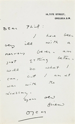 WILDE, Oscar (1854-1900) Autograph letter signed (