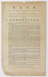 HAMILTON, Alexander] BANK OF NEW YORK Broadside, Bank Condi...