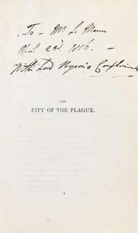 [BYRON, George Gordon Noel, Lord (1788-1824)]. -- WILSON, John (1785-1854). The City of the Plague, and Other Poems. Edinburgh: George Ramsay for Archibald Constable, Edinburgh; John Smith, Glasgow; and Longman, Hurst, Rees, Orme and Brown, London, 1816.