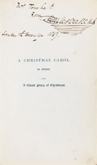 DICKENS, Charles. A Christmas Carol. In Prose. Being a Ghost Story of Christmas. London: Chapman & Hall, 1843.
