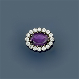 A late 19th century amethyst and diamond brooch