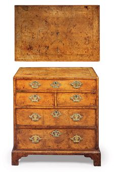 A GEORGE II BURR-WALNUT WRITING-CHEST