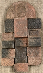 A COLLECTION OF FIFTEEN DUTCH RED EARTHENWARE HEARTH TILES ...