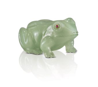 A Carved Bowenite Model of a Frog  
