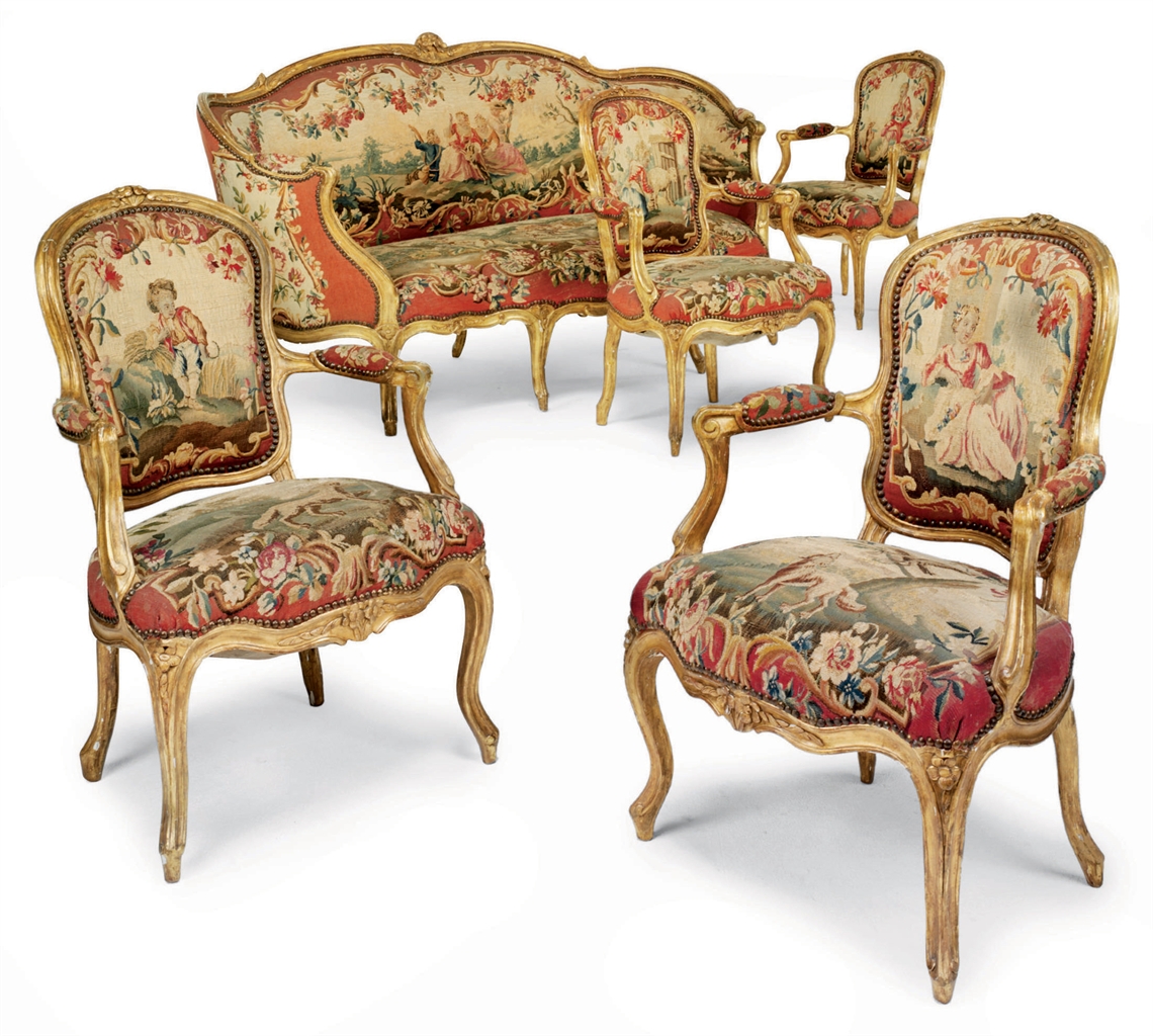 a suite of louis xv giltwood and aubusson tapestry seat circa lighting locations