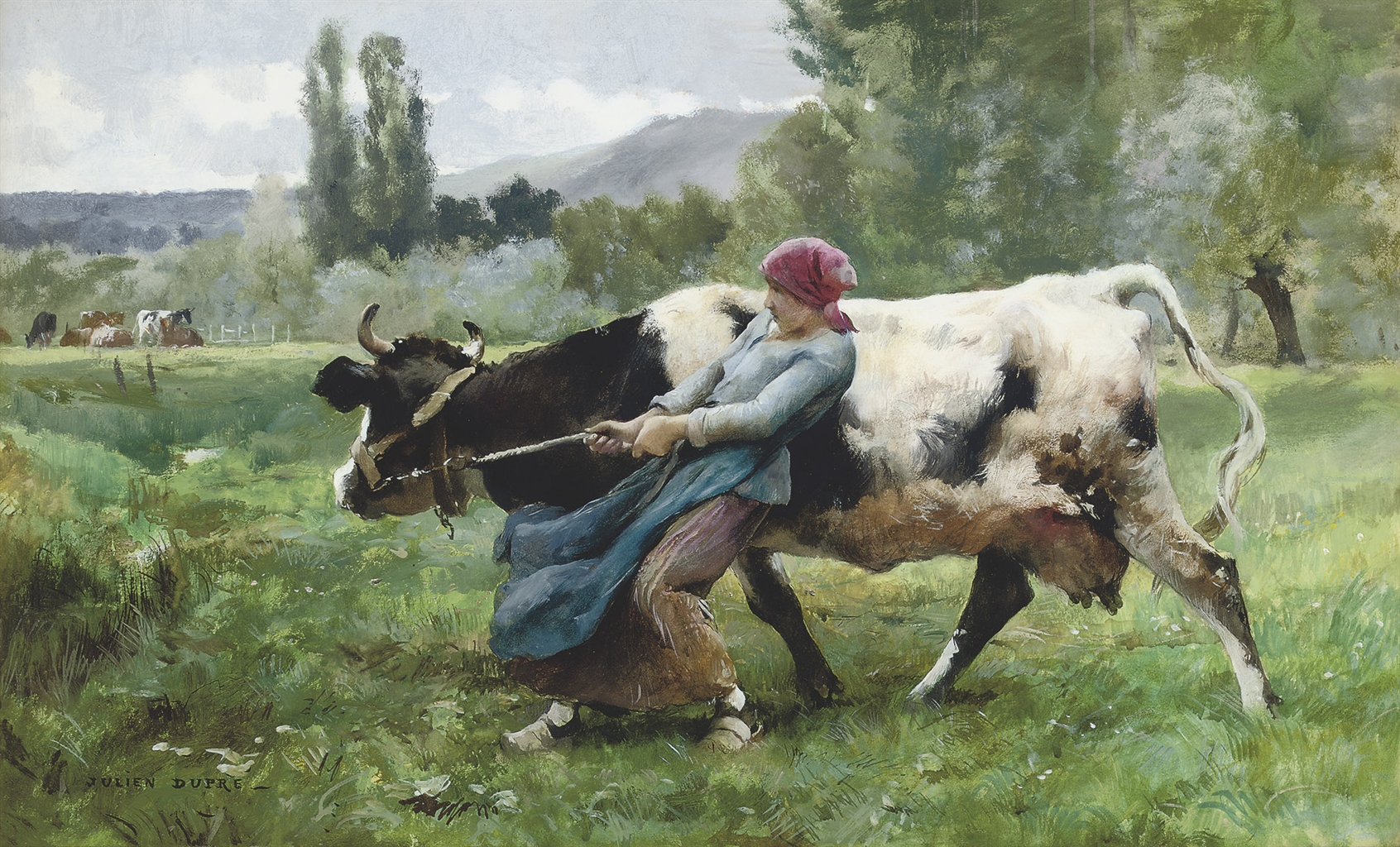 JULIEN DUPRÉ (1851–1910) Ancienne peinture à l'huile, attribuée, 50,5 x 37,5 cm EUR 590,00 - FR