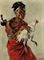 Man with fighting rooster