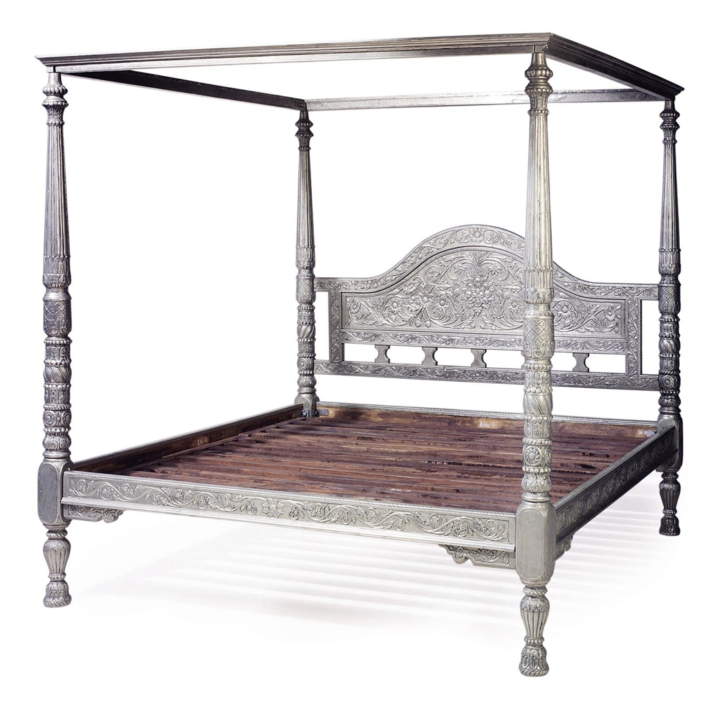 AN INDIAN WHITE METAL FOUR POSTER BED LATE 19TH CENTURY bedroom