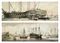 The Honourable East India Company's ships Devonshire, Woodford and Lord Duncan lying on the Thames off Blackwall (illustrated) ; View of Battersea; and View of Penny's Dockyard at Blackwall (illustrated)