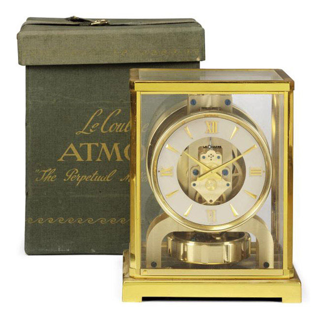 A SWISS GILTBRASS ATMOS CLOCK JAEGER LECOULTRE, GENEVA. CIRCA 1960