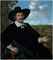 Portrait of a gentleman, three-quarter-length, seated, before a balustrade, a landscape with a country house and a distant view of Haarlem beyond