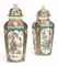 A PAIR OF WORCESTER HEXAGONAL VASES AND COVERS