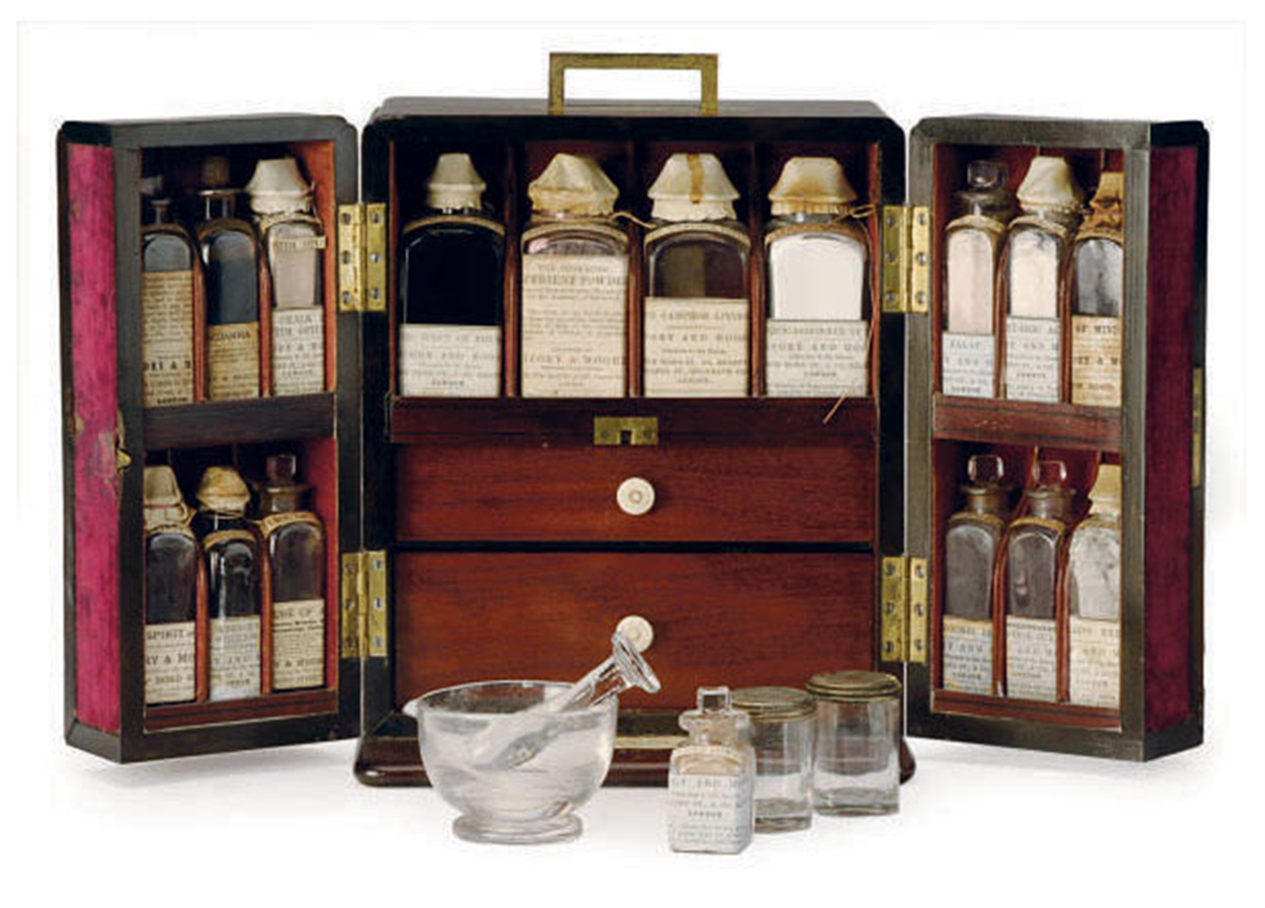 A VICTORIAN MAHOGANY DOMESTIC MEDICINE CHEST, BY SAVORY