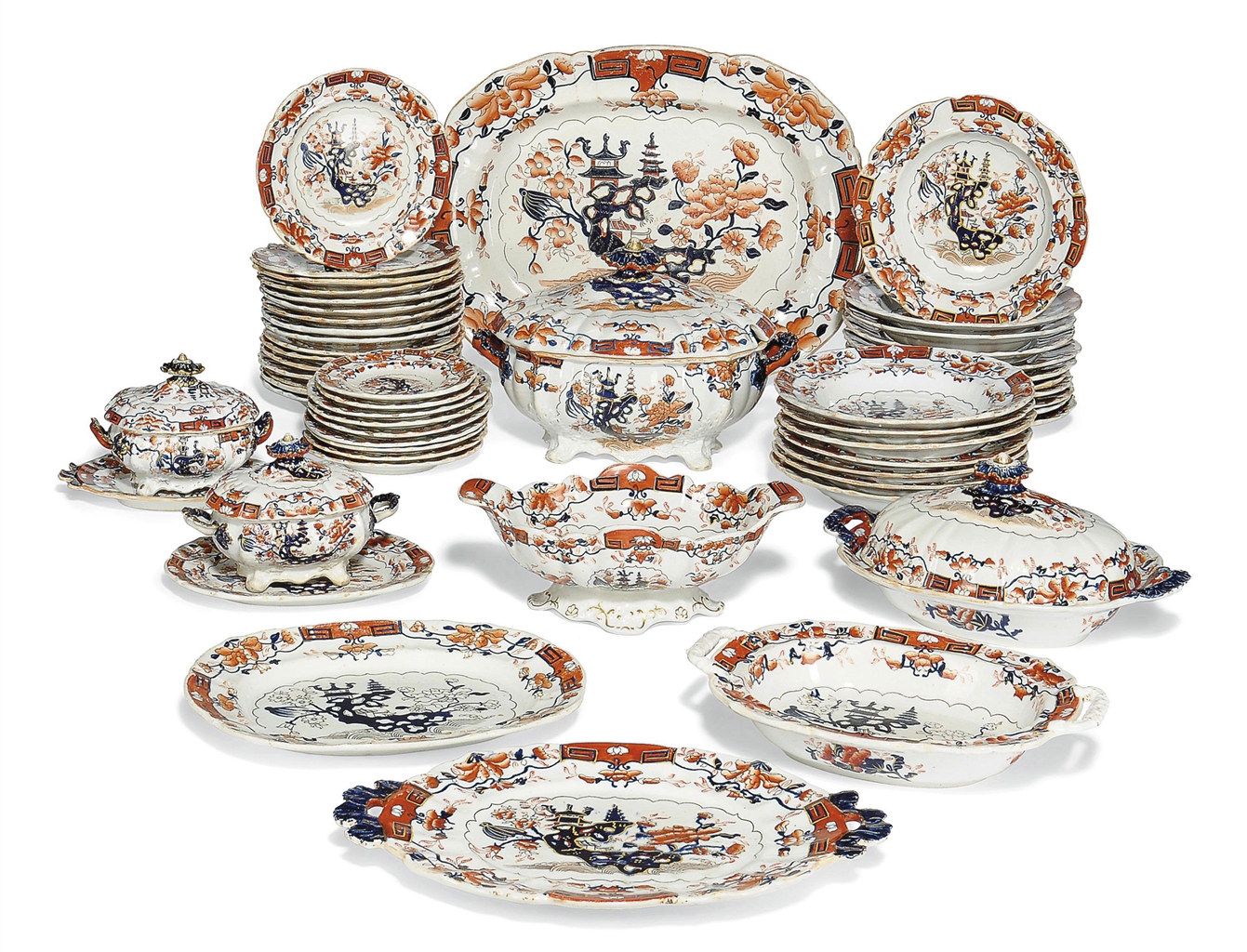 A MASON'S PATENT IRONSTONE CHINA PART DINNERSERVICE CIRCA 184050
