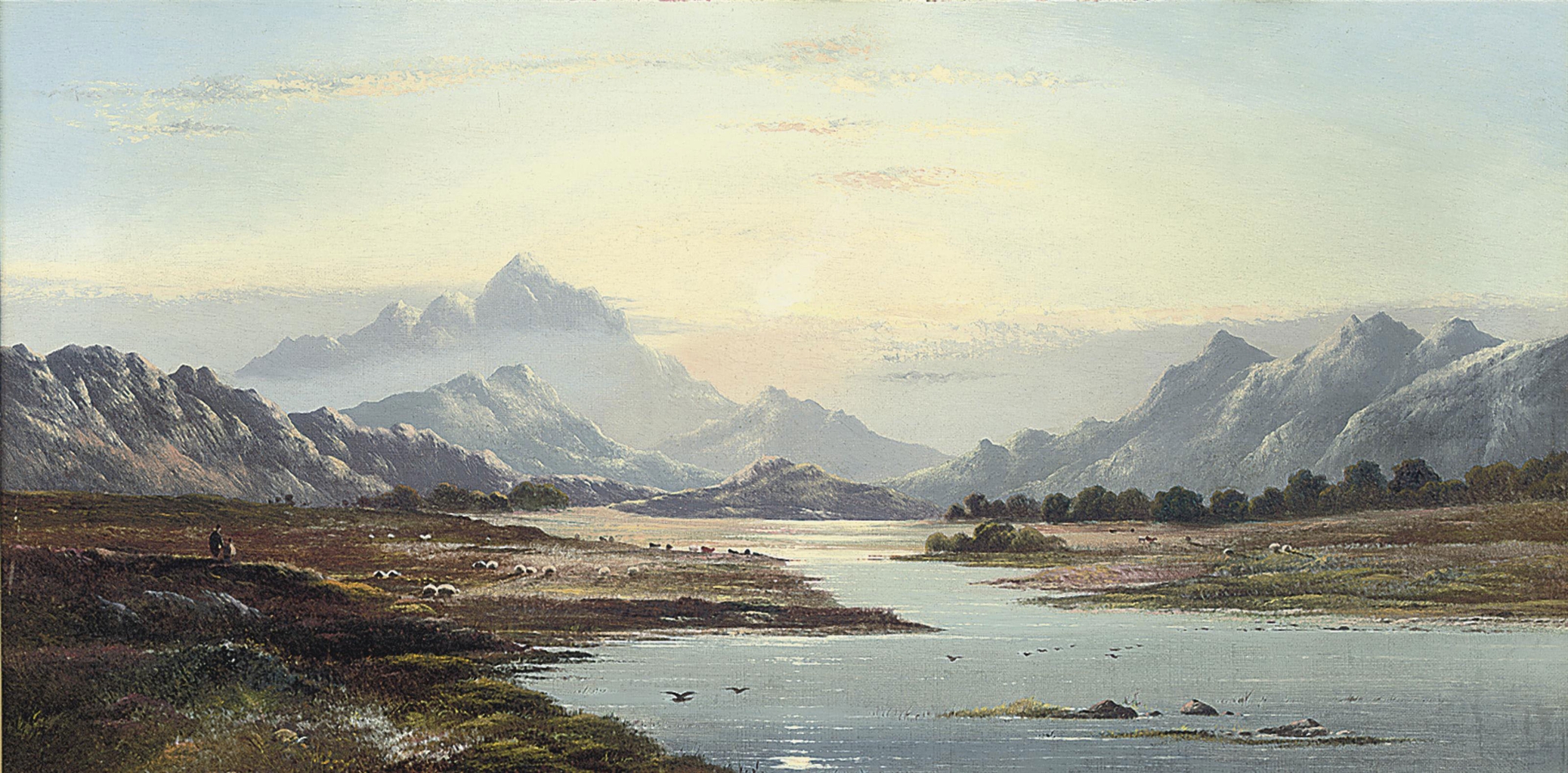 Charles Leslie (1835-1890) | On the river Eden, Cumberland | Interiors Auction | Paintings, oil