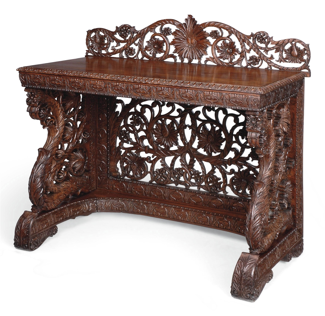 AN INDIAN ROSEWOOD CONSOLE TABLE EARLY 20TH CENTURY console table