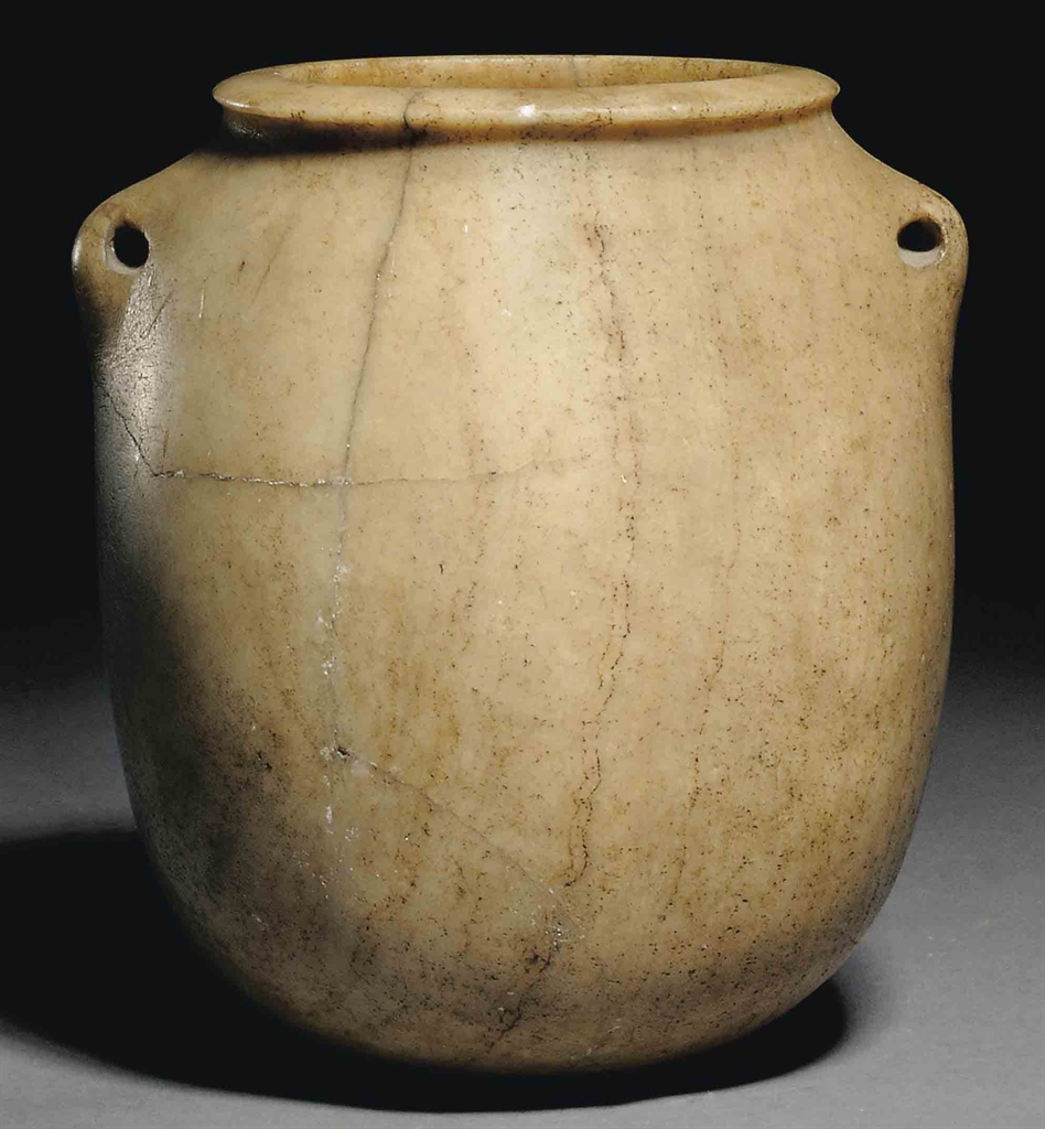 AN EGYPTIAN ALABASTER VASE EARLY DYNASTIC, DYNASTY I, CIRCA 30002750