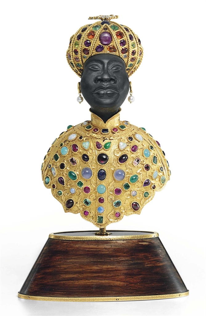 AN ITALIAN GOLD AND GEMSET EBONY BLACKAMOOR MARK OF GIULIO NARDI