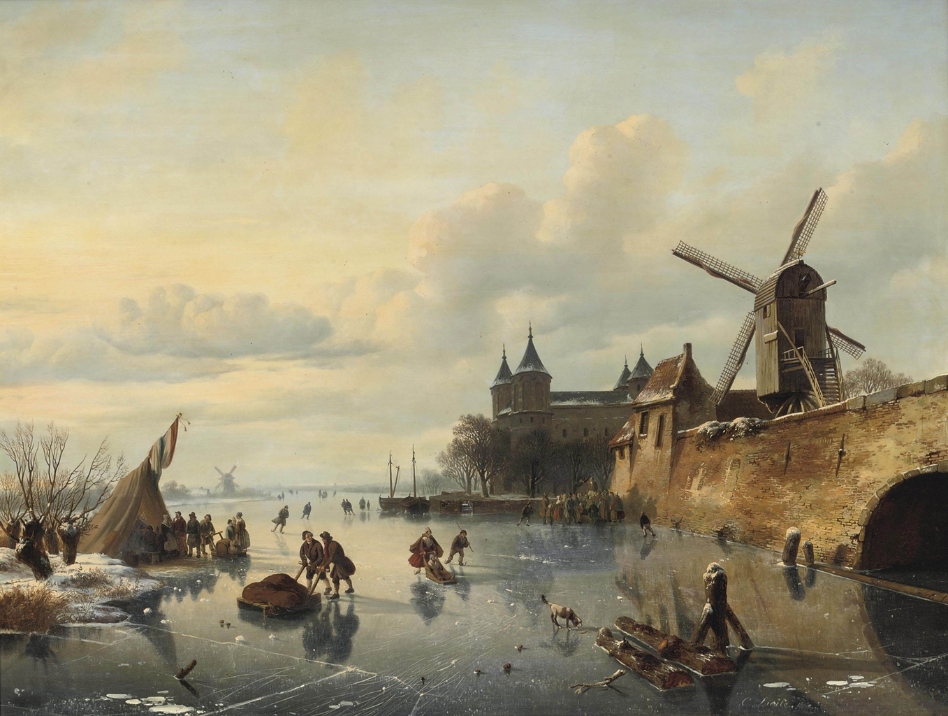 Cornelis Lieste (Haarlem 18171861) A winter landscape with skaters