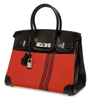 A BLACK LEATHER AND RED POTAMUS TOILE \u0026#39;BIRKIN\u0026#39; BAG | HERMS, 2006 ...