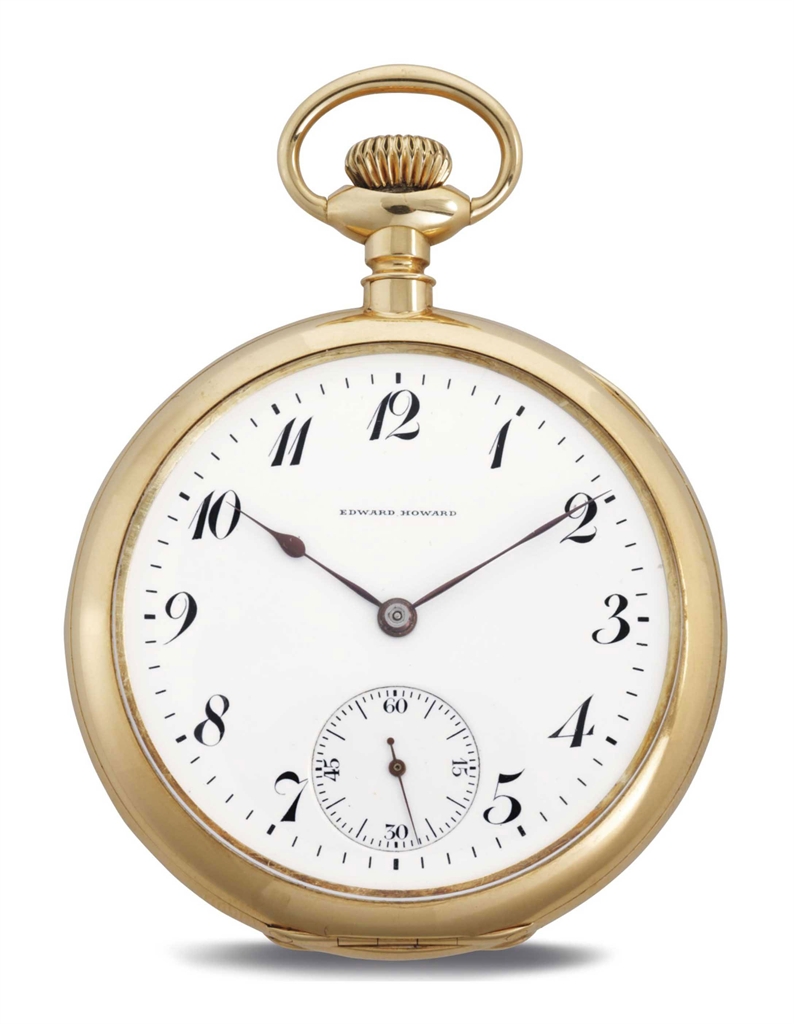 E. HOWARD WATCH CO. AN 18K GOLD OPENFACE KEYLESS LEVER POCKET WATCH