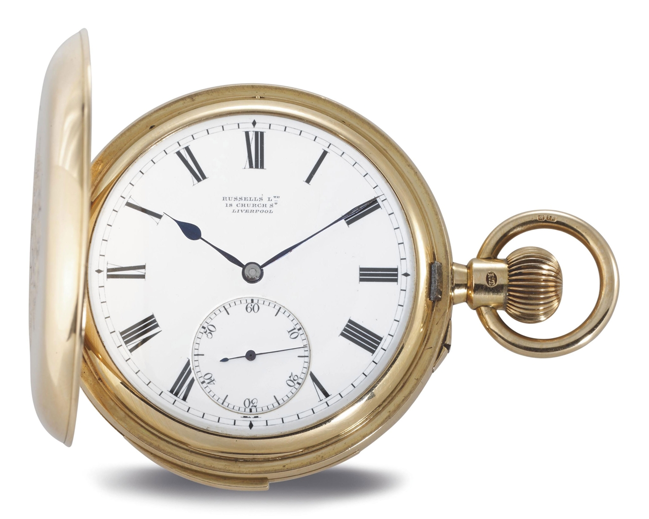 RUSSELL'S LTD. A RARE 18K GOLD HUNTER CASE MINUTE REPEATING KEYLESS