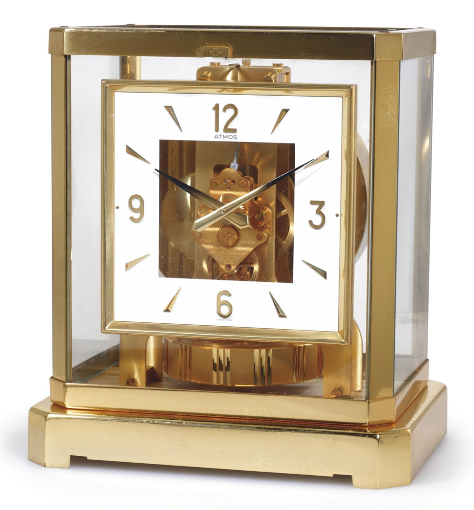 JAEGERLECOULTRE. A GILT ATMOS CLOCK SIGNED JAEGERLECOULTRE, ATMOS