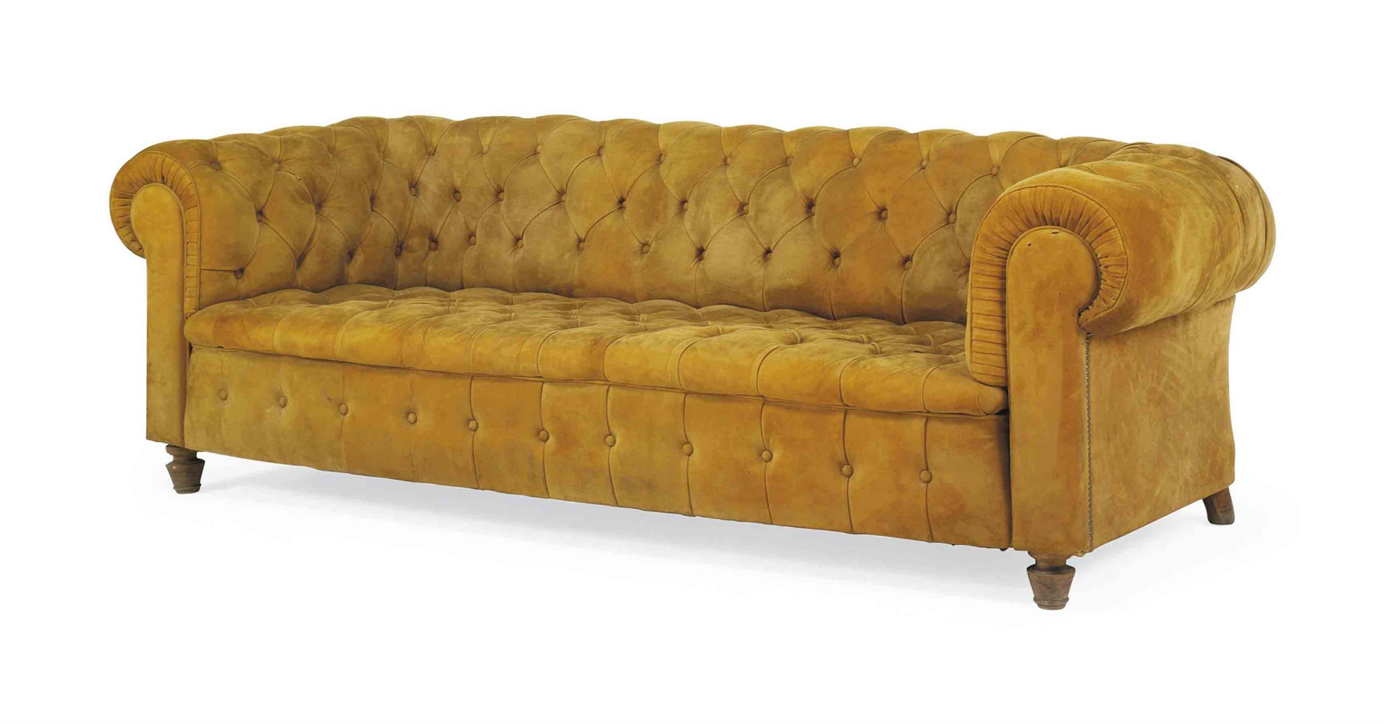 A SPANISH BUTTONED SUEDE CHESTERFIELD SOFA BY CARLOS GIGANTO, MID