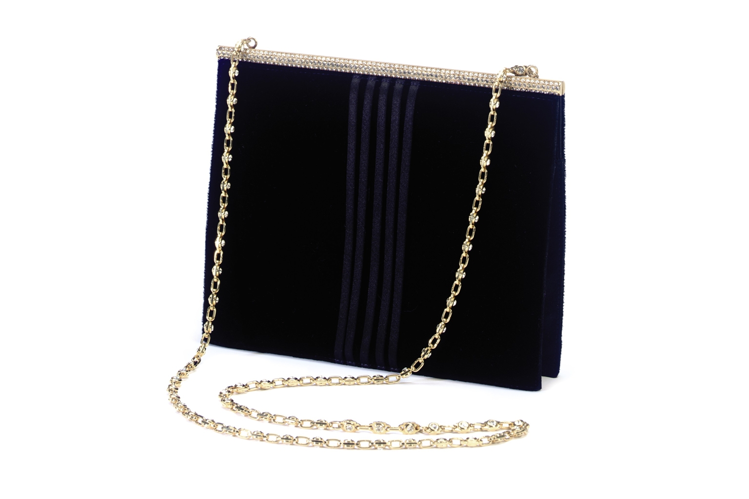 A BLACK VELVET EVENING BAG LABELED 'VALENTINO GARAVANI NIGHT' 20th
