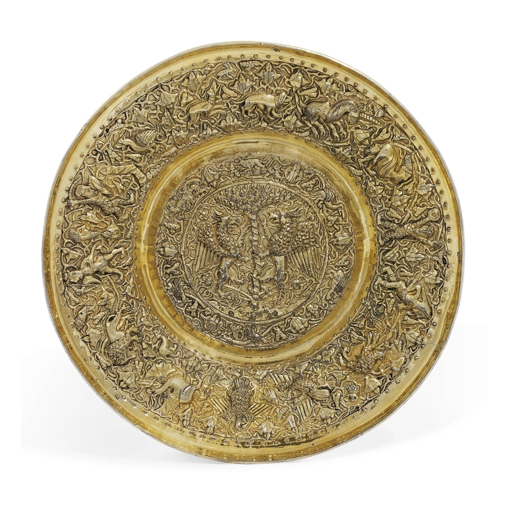 A PORTUGUESE SILVERGILT DISH LISBON, CIRCA 1500, MAKER'S MARK