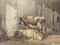 Sheep and a bullock in a barn  